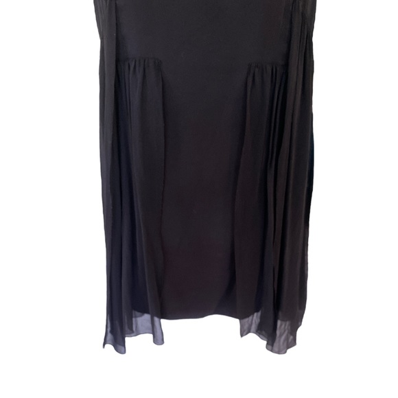 Lafayette 148 Silk Black Semi Sheer Overlay Layered crinkle Tunic Top Dress - 10 - Picture 4 of 12